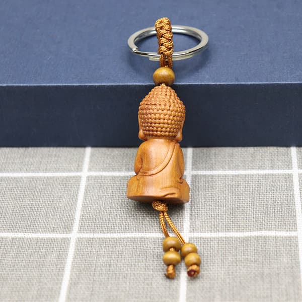 Buddha-nøkkelring i tre, buddhisme-nøkkelring