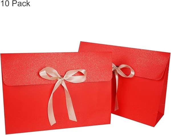 10-pack Papperspåsar med Fluga och Eleganta Band för Bröllopsgåvor