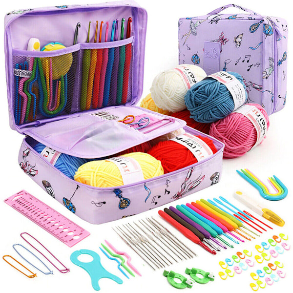 79 Pcs Ergonomic Crochet Hook Set 5 Rolls Yarn Knitting Needles Kit for·Starters