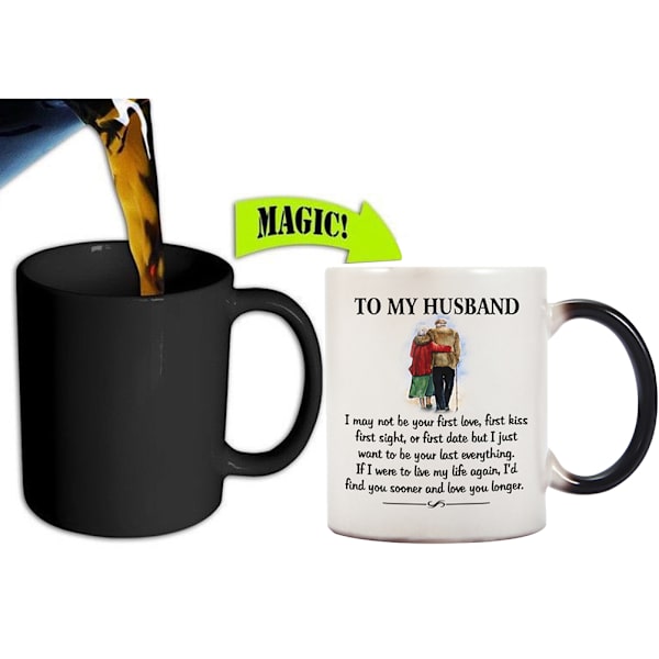 Till min man, värmekänslig kopp, mugg som ändrar färg med temperaturen, kaffekopp, Alla hjärtans dag-present till älskare, make