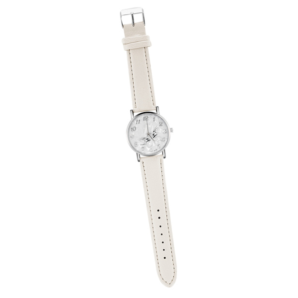 Trendigt PU-läderarmband kvartsur dam analog handledsklockor, vit