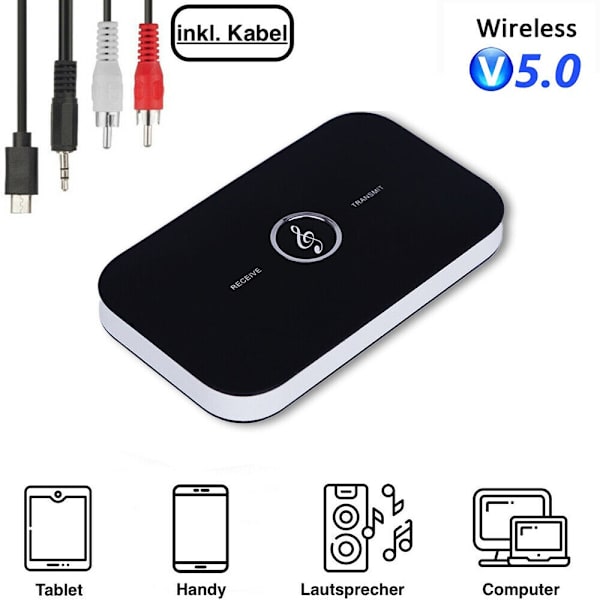 2-i-1 Bluetooth 5.0 Sender og Mottaker Aux Lydadapter TV Hodetelefoner