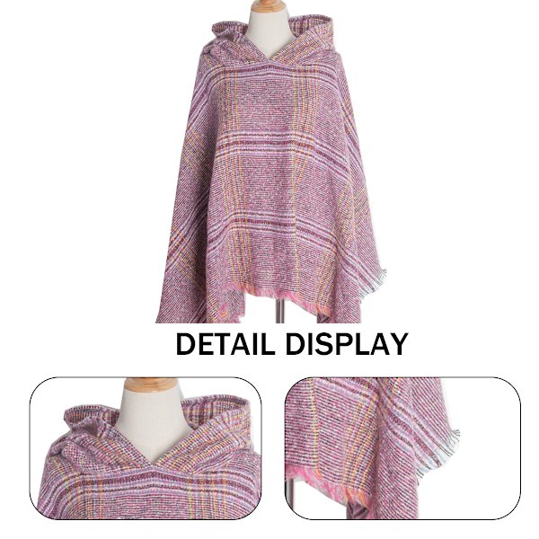 Dame Plaid Hættekappe Sjal Tæppe Poncho Hætte Kappe