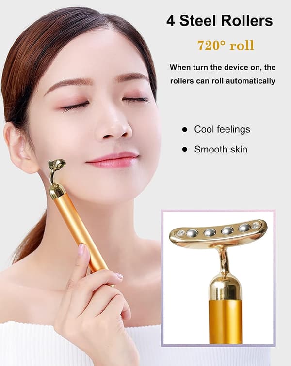 Elektrisk Ansigtsmassage Roller, Gylden 3D Roller Elektrisk Ansigtsrulle
