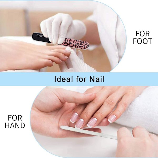 3-pack kristallglas nagelfil med case, nagelglansbuffert polerare för manikyr nagelvård nagelfil Leopard print