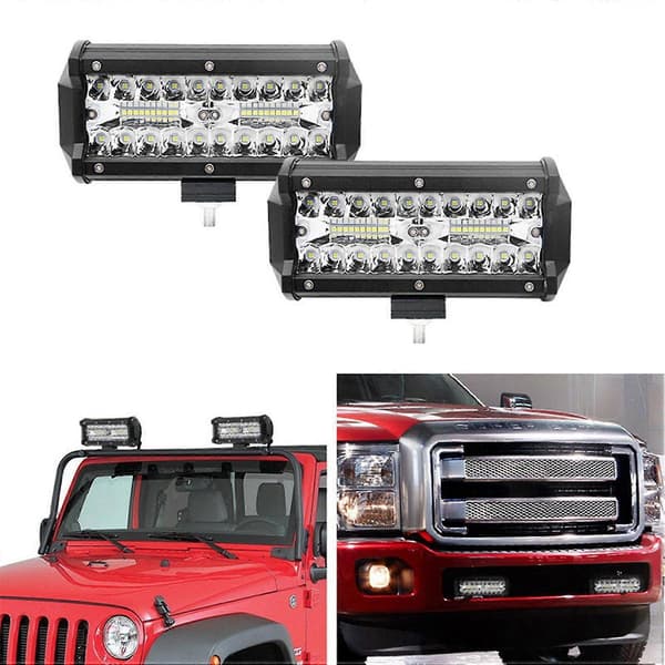2 stk. LED Bar 7 Tommer LED Lys Bar 3 Rader Arbeidslys Combo Stråle For Kjøring Offroad Båt Bil Traktor