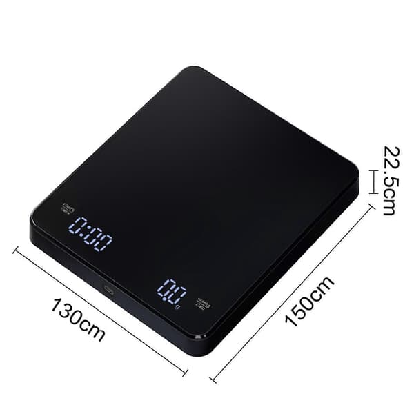 Digital kaffevægt med timer LED-baggrundsbelysning, display, tarafunktion, højpræcisionssensor 0,1g nøjagtighed 3kg/0,1g espressoskala til pour over og dryp