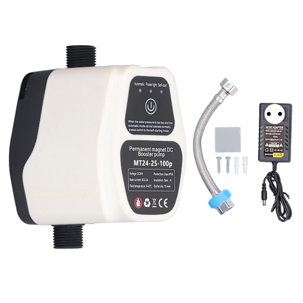 Boosterpumpe 100W 24V 25L Fuld Automatisk Intelligent Sensor Stille Vandtryk Booster Pumpe 100‑240V EU Stik
