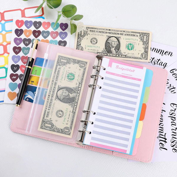 Budget Notebook Budget Notebook med film, A6 Budget Lösbladsmapp Pengkuvert Kuvertväg, Budget Notebook Pengarrangör, Pengarbesparing