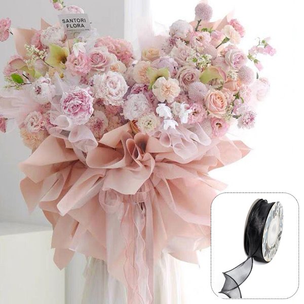 2 rullar 4 cm bred transparent organza-band - 20 meter för presentinslagning, buketter