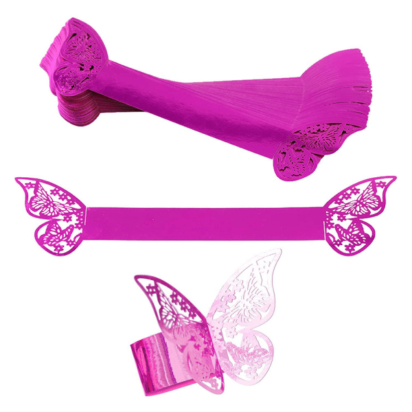 100 stk Butterfly Papir Serviettringer Bryllup Fest Serviett Tab