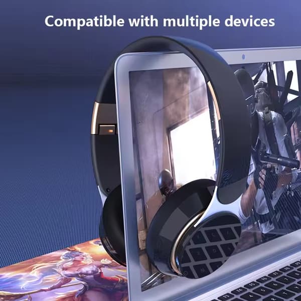 Musta, uusi langaton Bluetooth-pelikuuloke mikrofilla
