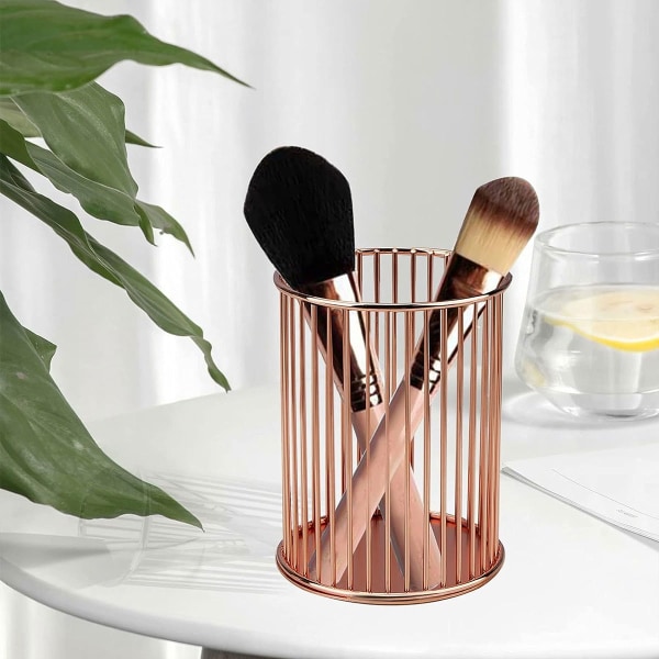 Metallpennholdere for skrivebord, sminkekostbeholdere, blyantholdere