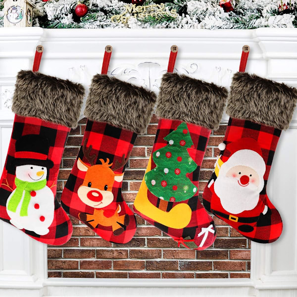 Julstrumpor, hjärtevärmande gåva med fint hantverksmässigt material, originaldesign för mångsidig dekoration och generös storlek, personlig