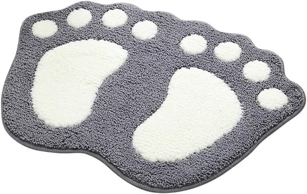 Skridsikkert og absorberende badeværelsestæppe, stort fodsdesign, polyester