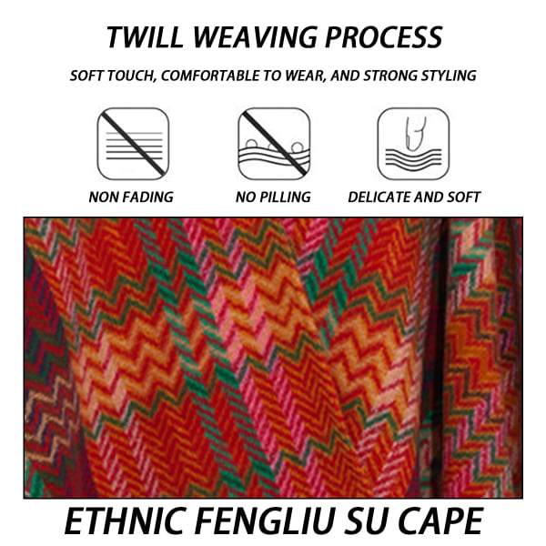 Dame Shawl Wrap Poncho Åben Front Shawl til Efterår Vinter