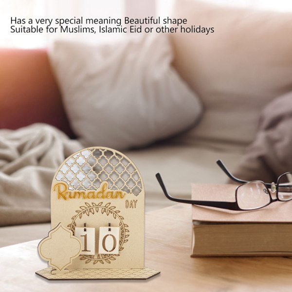 Ramadan Nedtællingskalender Træ Dekorativ Pynt DIY Eid Kalender til Hjem Fest Ferie Type A