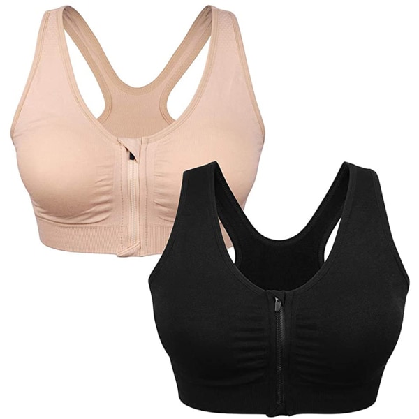 Women's Zip Front Sports Bra Wireless Post-Surgery Bra Active