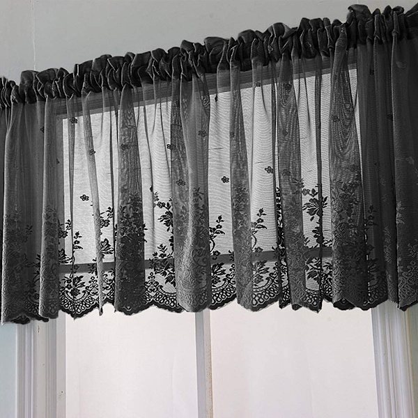 1 stk Blomsterblonder Gardin Valance Broderi Halvtransparent Kort Wi