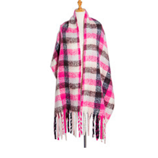 Kvindes Cashmere Stor Farvet Ternet Sjal Vinter Varmt Wrap