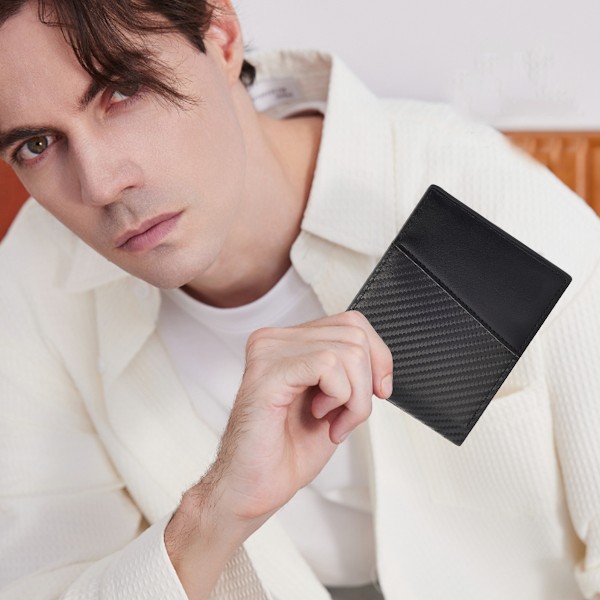 PU-läder Bifold Plånbok för Män - RFID Slim Bi Fold Plånböcker