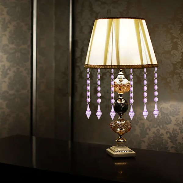 Lila 10 st lot 6+1 Akryl Diamanter Bröllopsdekoration Kristall Pärlor Hängande Dekor