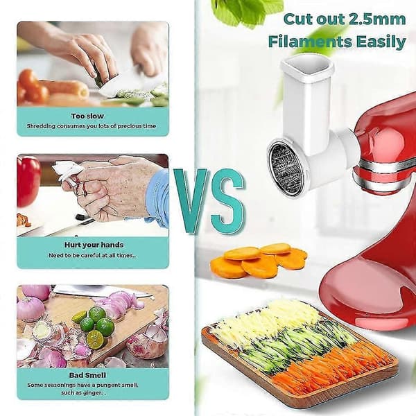 Viipalointi- ja silppurilisälaitteet, Fresh Prep -vihannesleikkuri Kitchenaid-yleiskoneeseen, salaattikone Wi