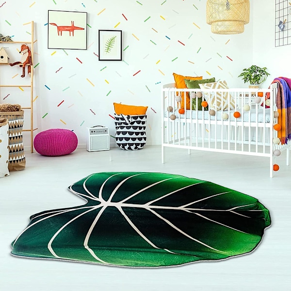 Kastteppe for sofa, grønt bladformet, supermyk plysjflanell, komfortabel, tykke tepper og pledd, dekorativt for sofa, seng, 150 x 220 cm