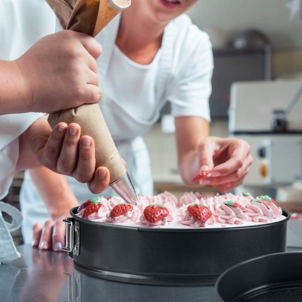 Rund kakform, platt botten kakformar, läckagesäker rund bakform, non-stick beläggning
