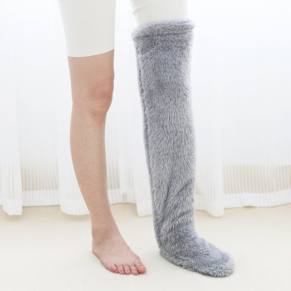 Plys Overknee Strømper til Kvinder, Fluffy Vintervarme Strømper, Teddy Fleece Overknee Strømpebukser, Bløde Knæstrømper til Efterår Vinter Hjemmesko Vinterstrømper