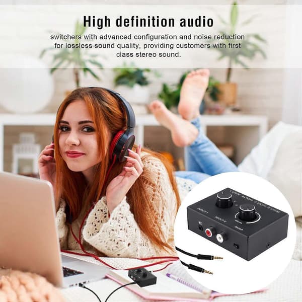 3,5 mm Audio Switch 4(2)-ind-2(4)-ud Aux Kanal Switch Splitter Boks Med Lydstyrkekontrol Til Pc He