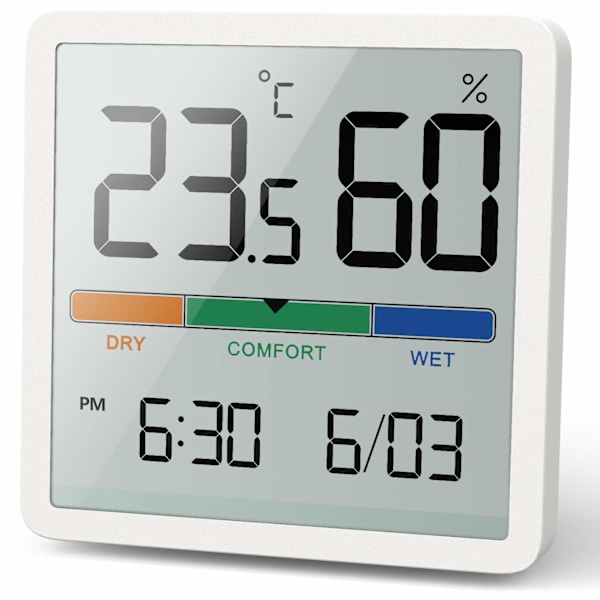 Digital Temperatur- och Luftfuktighetsmätare, Inomhus Termometer med Snabb Hygrometer, Kalibreringsfunktion för Optimal Hemmiljö