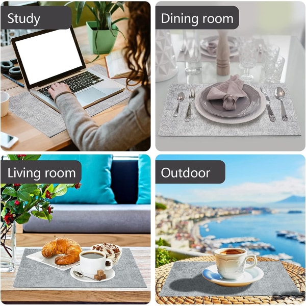 Svart placemat i läder, värmebeständig och