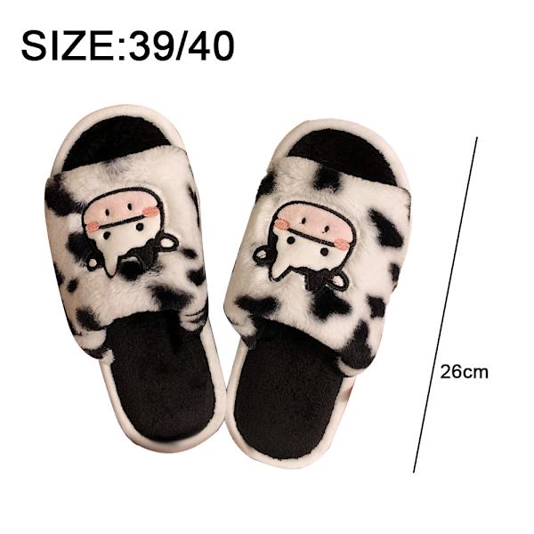 Cartoon Cow Bomullstofflor för Kvinnor, Söt Mysig Fuzzy Kawaii Co