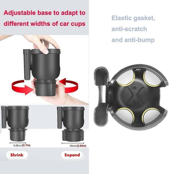 2-i-1 Multifunktionel Bilkopholder, Justerbar Kopholder Ekspander Adapter, Til Bil Lastbil Båd V