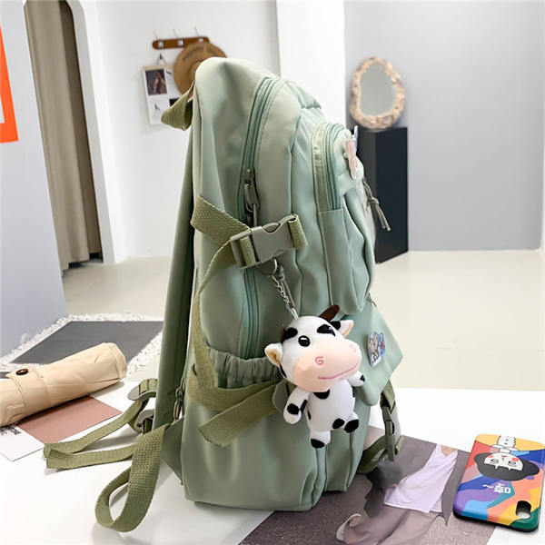 Ryggsäck, nylon skolväska med söta plyschtillbehör, Kawaii studentbokväska axelväska för flickor skolmaterial