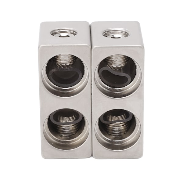 2 stk Dobbel 1/0 Gauge til 1/0 Gauge Forsterker Inngang Reduserer Nikkelbelagt Aluminium Legering Høy Effekt for Bil Lyd