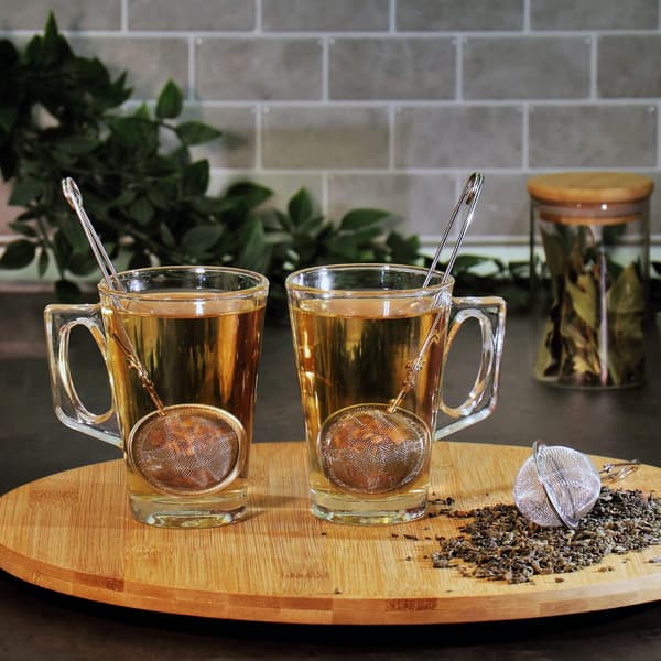 2 Te-tanger - kuleformet te-infuser i rustfritt stål - te-stra