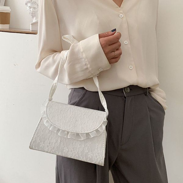 Dames Messenger Bag, skulderveske blonder håndveske retro sløyfeveske