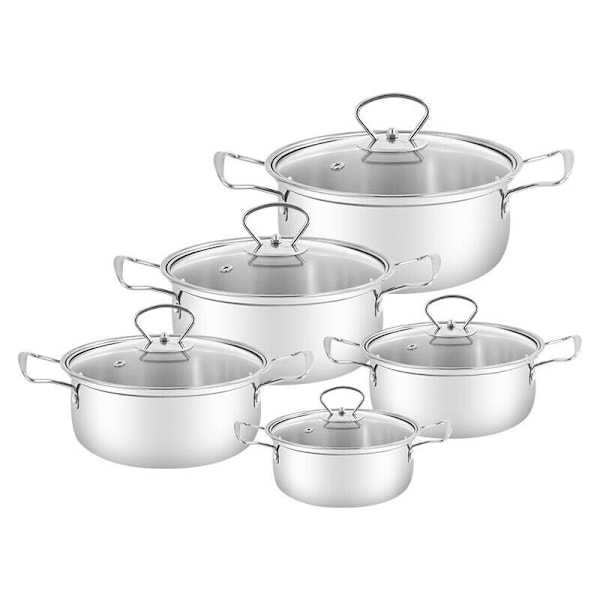 10 st rostfritt stål grytset grytor gryta kokkärl set kokkärl panna lock set DHL