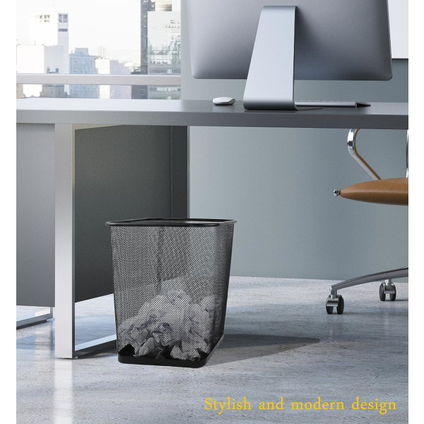 Mesh søppelbøtte, firkantet, 6 gallon, svart, 2-pakning