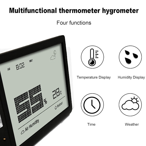 Digital Hygrometer med minimalistisk design, stor LCD-skärm för enkel avläsning från alla avstånd