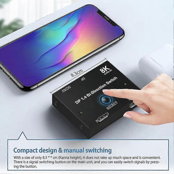 Displayport Switch 8k, Toveis Dp 1.4 Switch 8k @ 60hz, 4k @ 120hz, Displayport Switcher 1 Til