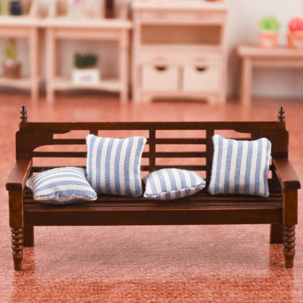 1/12 Skala Dukkehus Møbler Benk Sofa Med 4 Puter For Dukkehus Dekorere Tilbehør