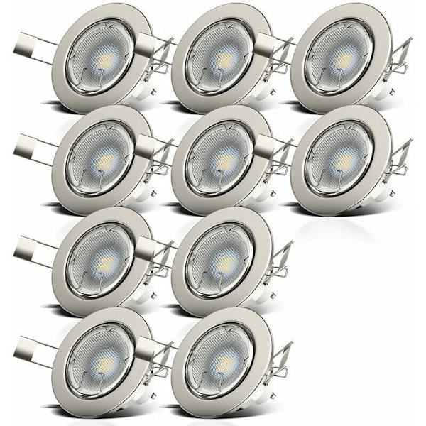 Justerbare LED-innfeltlamper 6-pakning / 10-pakning Spotlys nikkel matt takinnfeltlamper GU10