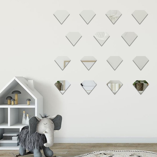 Akryyli Peilitimantti Seinätarra Tarra Lastenhuoneen Koti DIY Dekor (Hopea)
