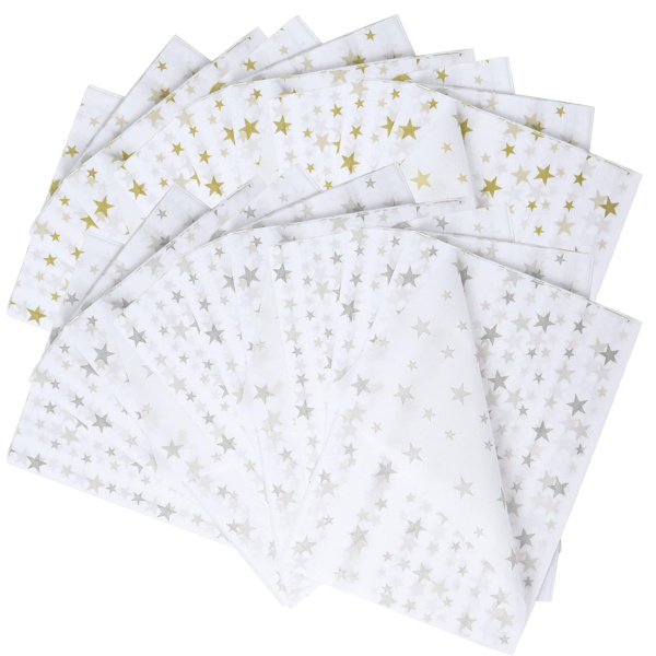 10 st guld stjärna snö päron papper+10 st silver stjärna snö päron papper -50 * 70cm