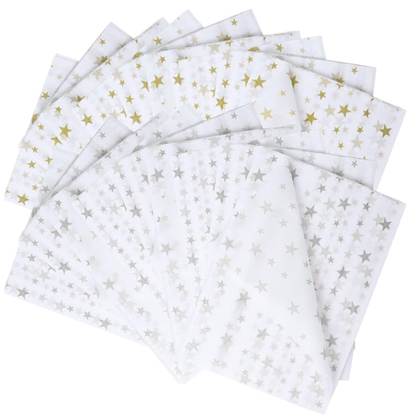 10 stk gull stjerne snøpære papir + 10 stk sølv stjerne snøpære papir - 50 * 70 cm