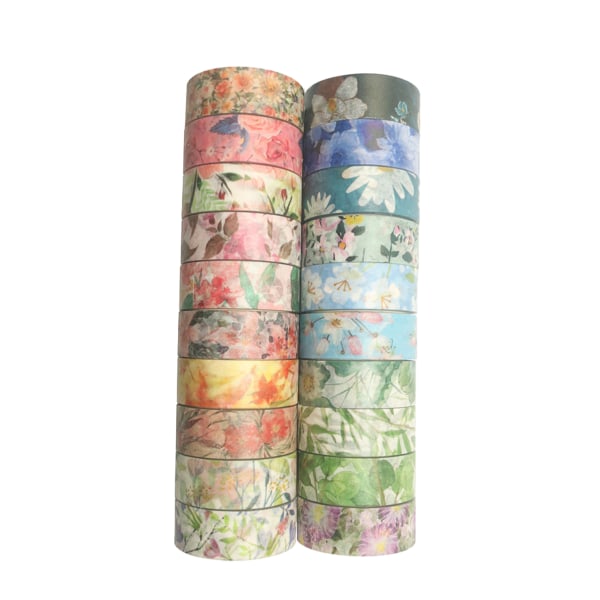 En låda med 20 volymer set blomsterförgyllningstejp set diy dagbok,