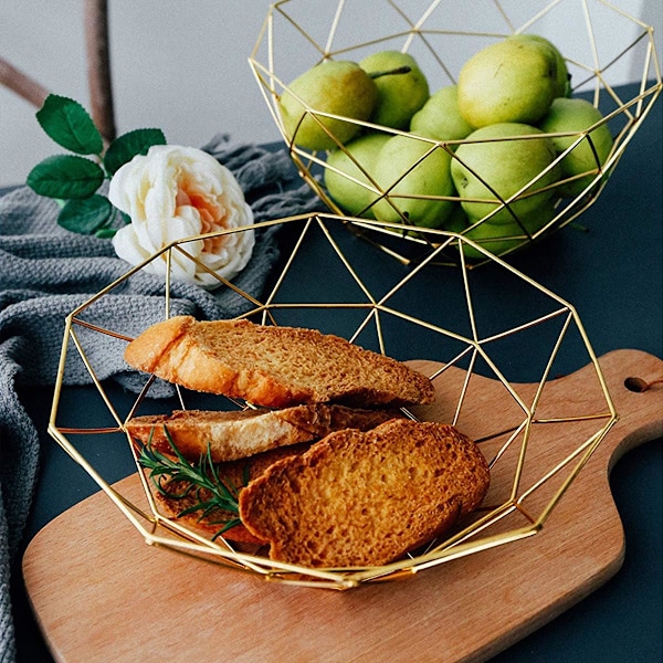 Stilfull Fruktskål, Modern Gyllene Trådkorg för Jämn Mognad, Andningsbar Design för Färska Produkter